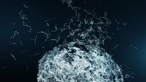 Abstract Earth rotation, big data, plexus digital clouds. Global network Stock Footage 309141139
