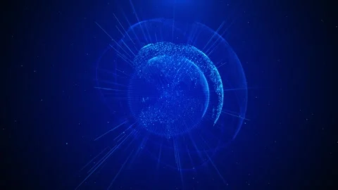 Abstract earth rotation, big data, digital clouds. Global network connection and Stock Footage 312176996