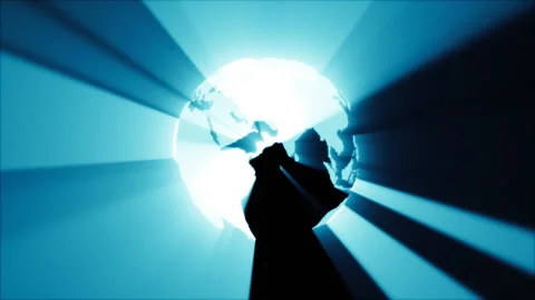 Abstract Earth with shining rays effect Stock Footage 303381390