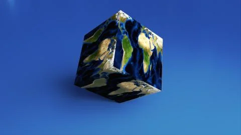 Abstract Earth square globe is on the surface, 3d render computer generated イラスト素材