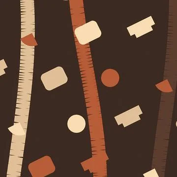 Abstract Earthy Geometric Pattern with Vertical Stripes and Organic Shapes イラスト素材