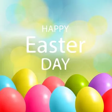 Abstract easter bokeh background with colorful eggs - illustration 스톡 일러스트