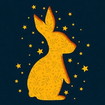 Abstract Easter bunny with ornament and elements - Vector Illustrazione stock