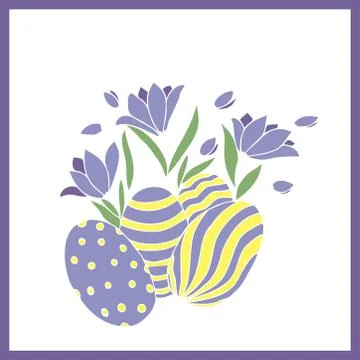 Abstract Easter card with eggs and spring flowers Stock Illustration