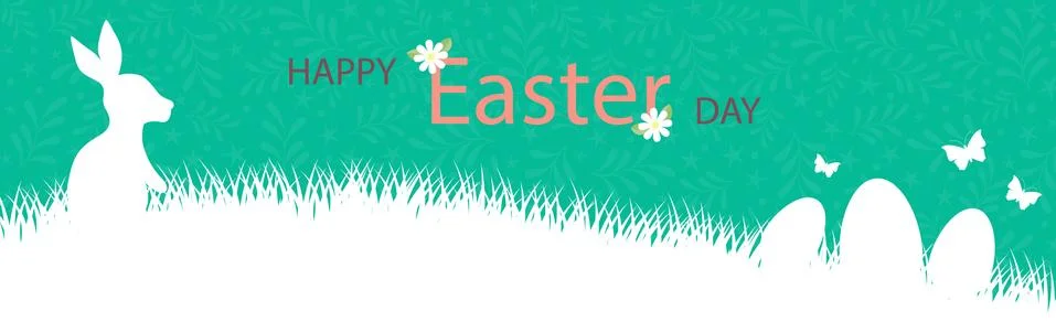 Abstract Easter drawing, rabbit on the grass, Easter eggs - Vector Illustrazione stock
