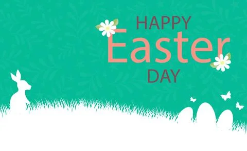 Abstract Easter drawing, rabbit on the grass, Easter eggs - Vector Stockillustratie