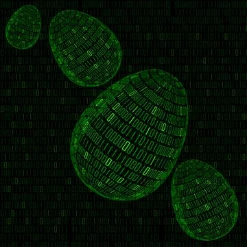 Abstract Easter egg with binary code inside. Happy Easter. Vector Illustration Illustrazione stock