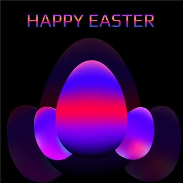 Abstract Easter egg of colorful gradient on dark background. Happy Easter. Ve Illustrazione stock