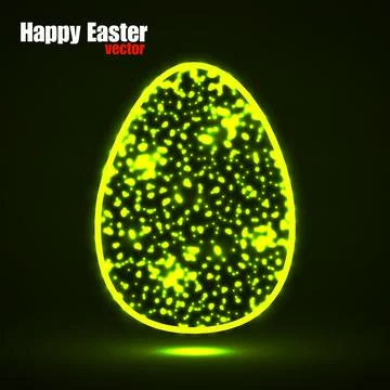 Abstract Easter egg with glowing particles. Happy Easter Illustrazione stock