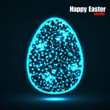 Abstract Easter egg with glowing particles. Happy Easter Illustrazione stock