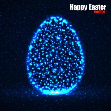 Abstract Easter egg with glowing particles. Happy Easter Egg. Vector illust.. Stock Illustration