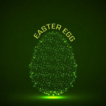 Abstract Easter egg with glowing particles. Happy Easter Egg. Vector illustra Stock Illustration