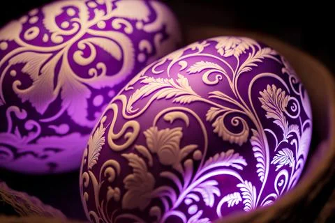 Abstract Easter egg . Painted fragile  in white and ultra violet purple colou Illustrazione stock
