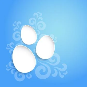 Abstract easter eggs on blue background with vintage pattern Stock Illustration