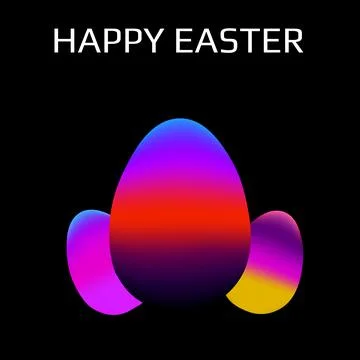Abstract Easter eggs of colorful gradient on white background. Happy Easter Illustrazione stock
