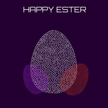 Abstract Easter eggs of dotted isolated on dark background Illustrazione stock