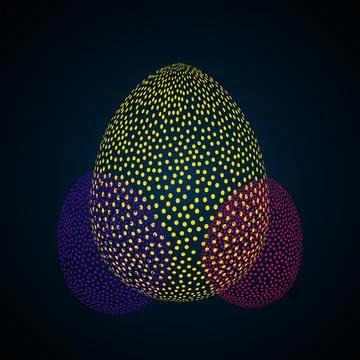 Abstract Easter eggs of dotted isolated on blue background Stock Illustration