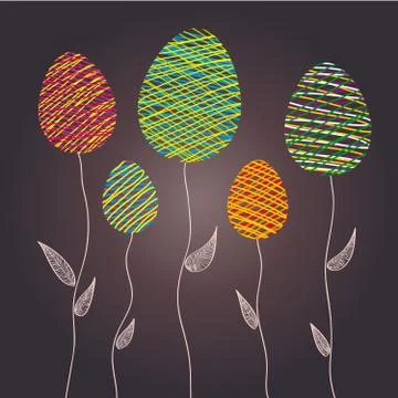 Abstract Easter eggs as a flower plants, vector illustration Stock Illustration