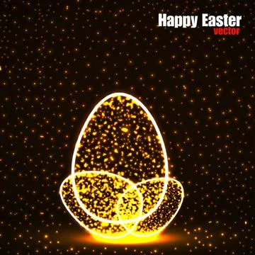 Abstract Easter eggs with glowing particles. Happy Easter Egg. Vector Stock Illustration
