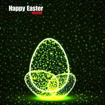 Abstract Easter eggs with glowing particles. Happy Easter Egg. Vector Stock Illustration