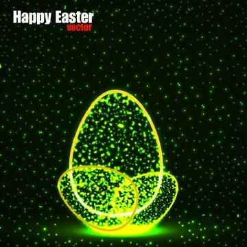 Abstract Easter eggs with glowing particles. Happy Easter Egg. Vector Stock Illustration