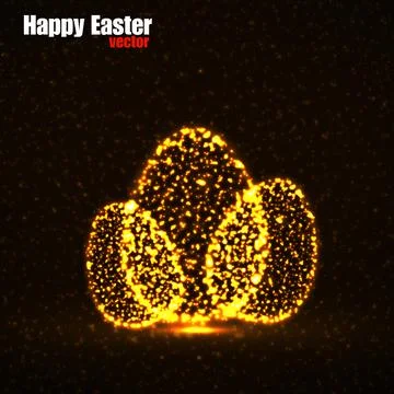 Abstract Easter eggs with glowing particles. Happy Easter Egg. Vector Stock Illustration