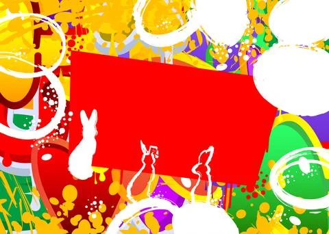 Abstract Easter Graffiti background. Modern street art performed in urban p.. Illustrazione stock