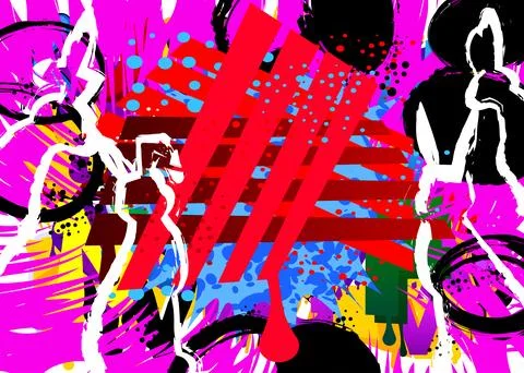 Abstract Easter Graffiti background. Modern street art performed in urban p.. Illustrazione stock
