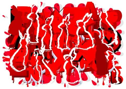 Abstract Easter Graffiti background. Modern holiday street art performed in.. Stock Illustration