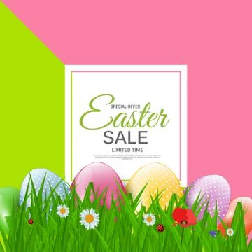 Abstract Easter Sale Template Background Vector Illustration Illustrazione stock
