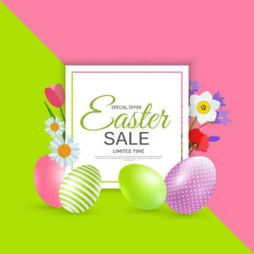 Abstract Easter Sale Template Background Vector Illustration Stock Illustration
