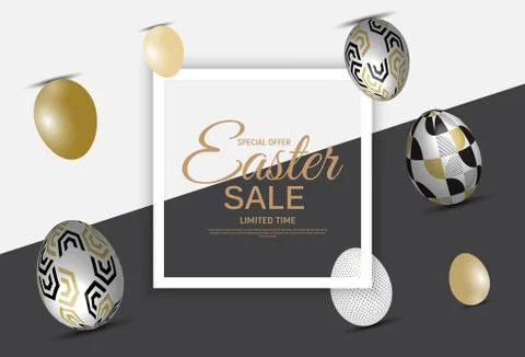 Abstract Easter Sale Template Background Vector Illustration Stock Illustration