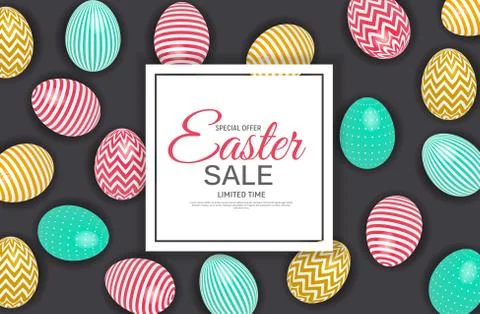 Abstract Easter Sale Template Background Vector Illustration Stock Illustration