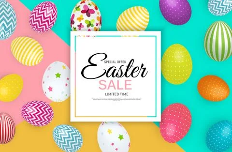 Abstract Easter Sale Template Background Vector Illustration Illustrazione stock