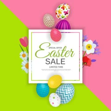 Abstract Easter Sale Template Background Vector Illustration Illustrazione stock