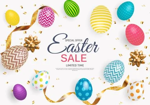 Abstract Easter Sale Template Background Vector Illustration Stock Illustration