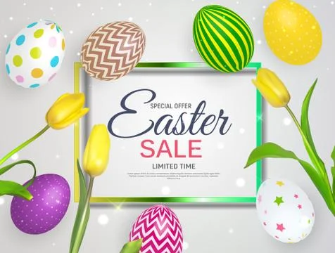 Abstract Easter Sale Template Background Vector Illustration Stock Illustration