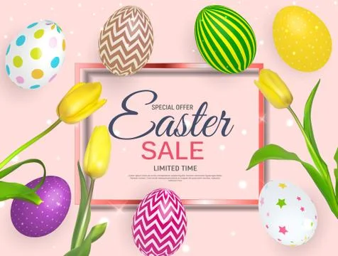Abstract Easter Sale Template Background Vector Illustration Stock Illustration