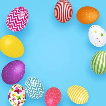 Abstract Easter Template on blue Background Vector Illustration Stock Illustration