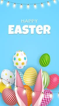 Abstract Easter Template on blue Background Vector Illustration Illustrazione stock