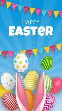 Abstract Easter Template on blue Background Vector Illustration Stockillustratie