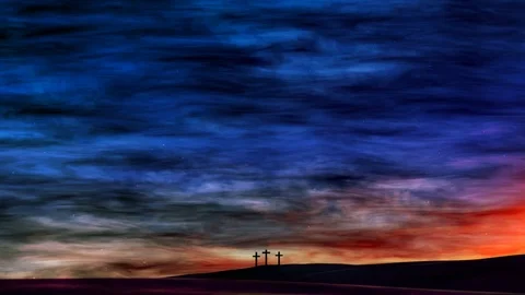 Abstract Easter Three Crosses Motion Worship Stock Footage 126229235