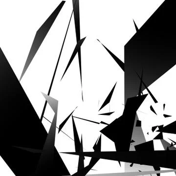 Abstract edgy, angled shapes texture. Monochrome futuristic background. イラスト素材