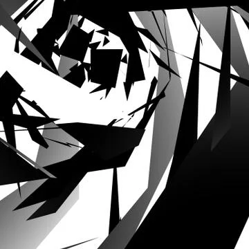 Abstract edgy, angled shapes texture. Monochrome futuristic background. Illustrazione stock