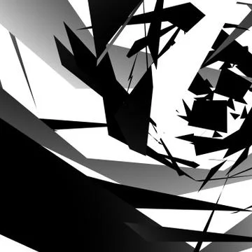 Abstract edgy, angled shapes texture. Monochrome futuristic background. Stockillustratie