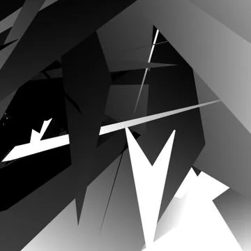 Abstract edgy, angled shapes texture. Monochrome futuristic background. Ilustração Stock