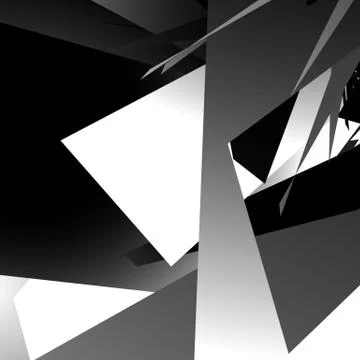 Abstract edgy, angled shapes texture. Monochrome futuristic background. Ilustração Stock
