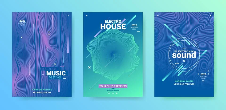 Abstract Edm Party Flyer. Techno Dance Music Cover. Electronic Sound Stock Illustration