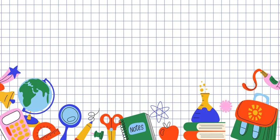 Abstract education background with copy space on checkered notebook paper l.. Stock-Illustration