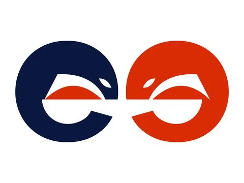 Abstract EE Fox Icon Monogram Concept Stock Illustration